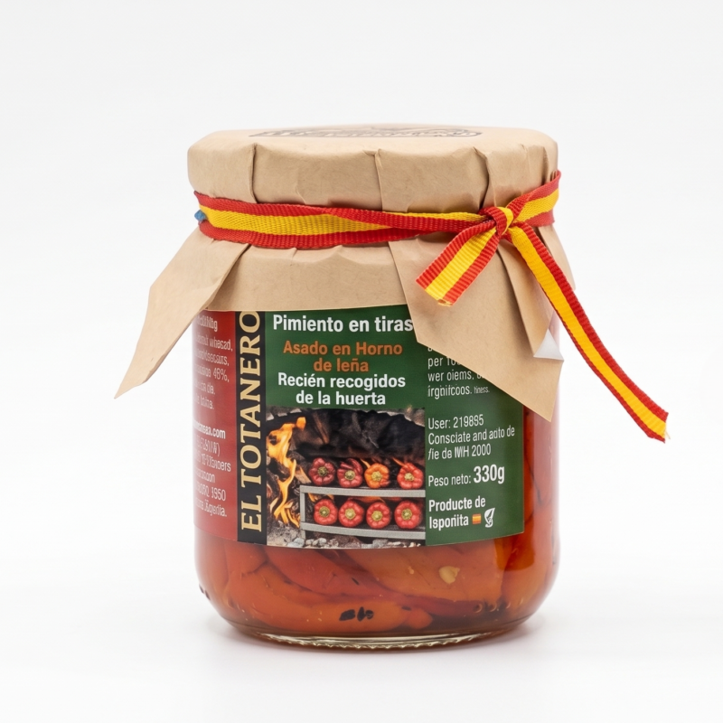 Pimiento en tiras asado en horno de leña